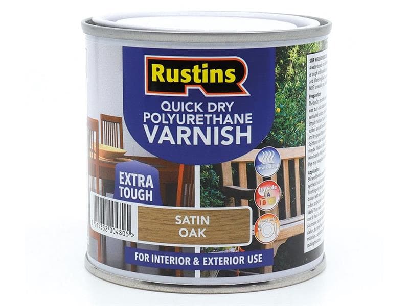 Rustins PSOAW250 Quick Dry Polyurethane Varnish Satin Oak 250Ml Psoaw250