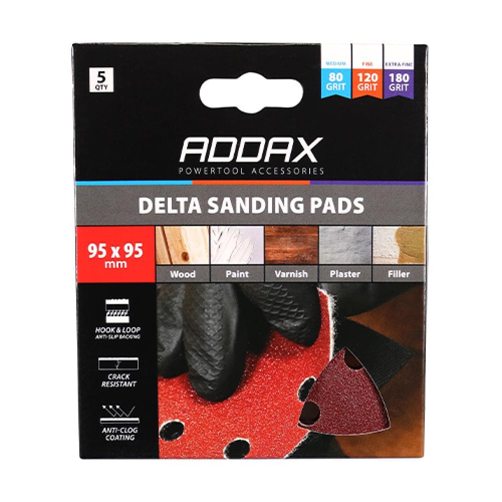 Timco 231333 Delta Sanding Pads - Mixed - Red 95 X 95Mm (80/120/180) Pack 5