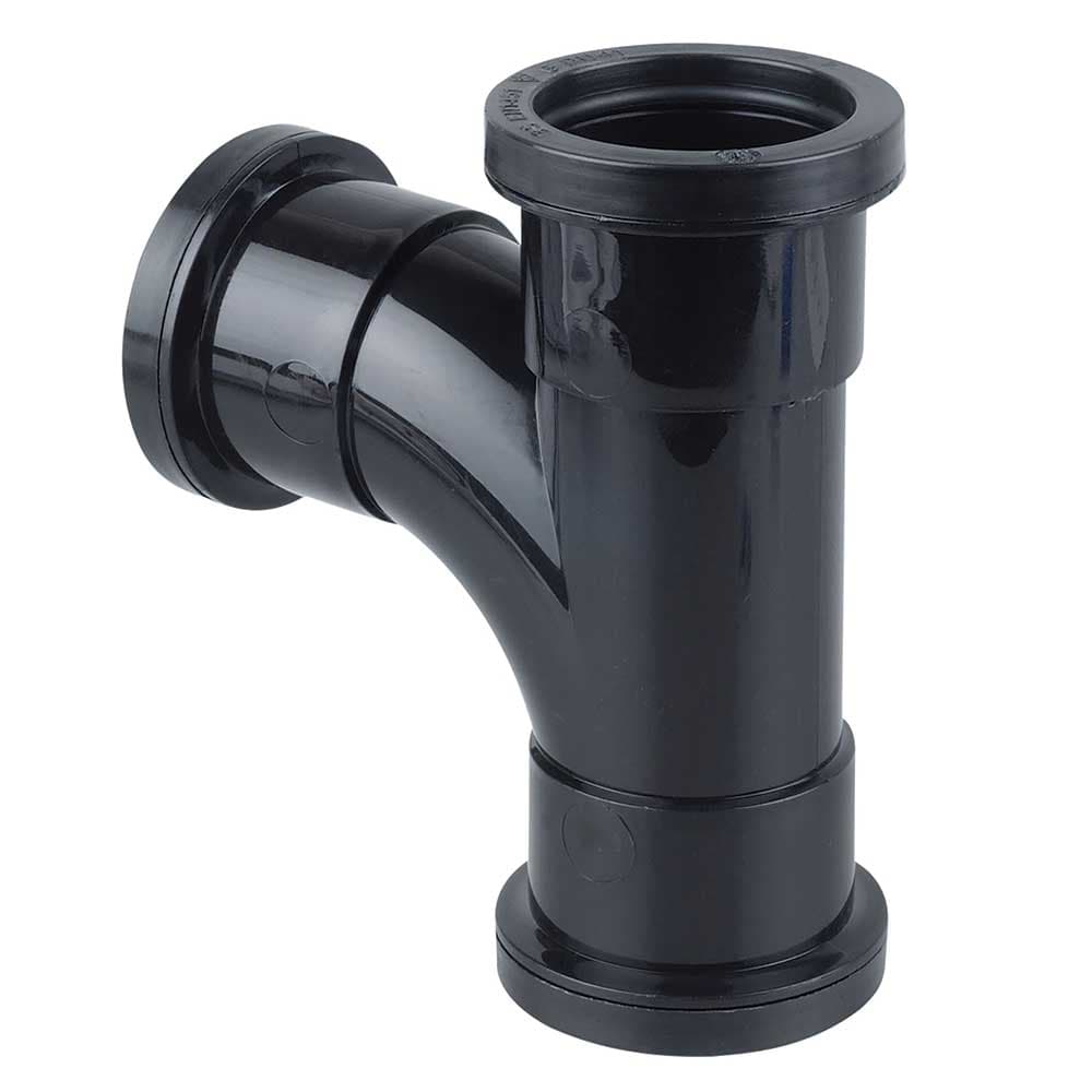 Wavin Osma Waste push-fit tee 87.5 degree 40mm black