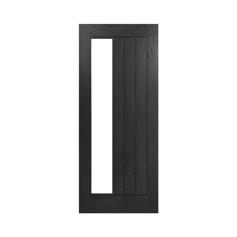 Deanta Ely Brushed Black Oak Glazed Door 1981 x 610 x 35mm