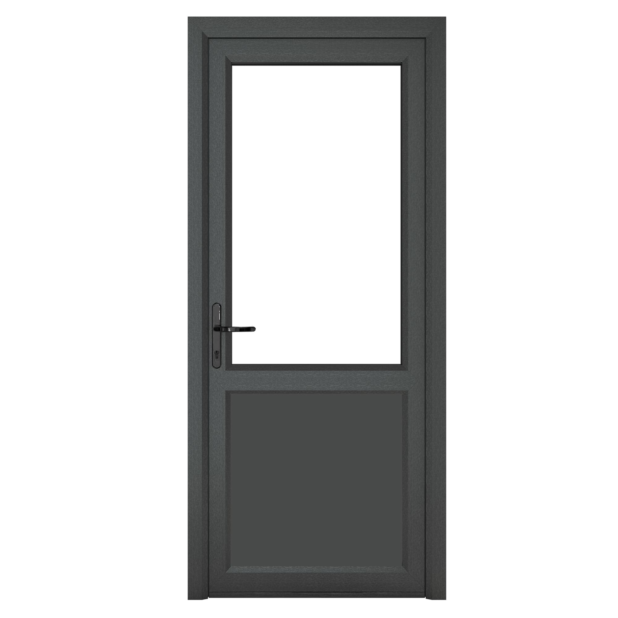 Crystal Single Door Half Glass Half Panel Right Hand Grey 7016 External White Internal Clear 890 x 2090 x 70mm