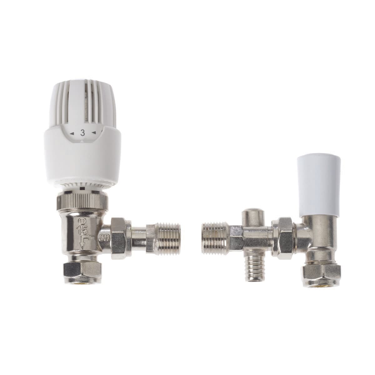 Drayton RT414 15mm Angled TRV with Lockshield and Drain-Off