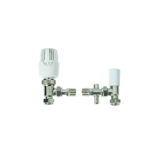 Drayton RT414 15mm Angled TRV with Lockshield and Drain-Off