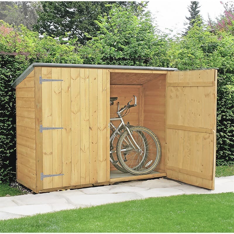 6' x 2'6 (1.89x0.75m) Shire Wooden Bike Shed & Garden Storage - No Floor