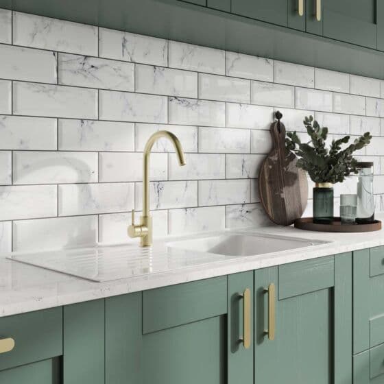 Metro Calacatta Marble Effect Wall Tile 10x30cm