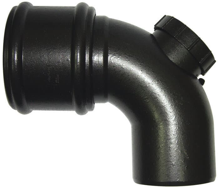 FloPlast Ring Seal Soil Access Bend - 92.5 Degree x 110mm Cast Iron Effect