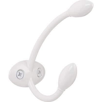 Rosebud Double Hat & Coat Hook - White - Wall/Door Mountable - Decohooks