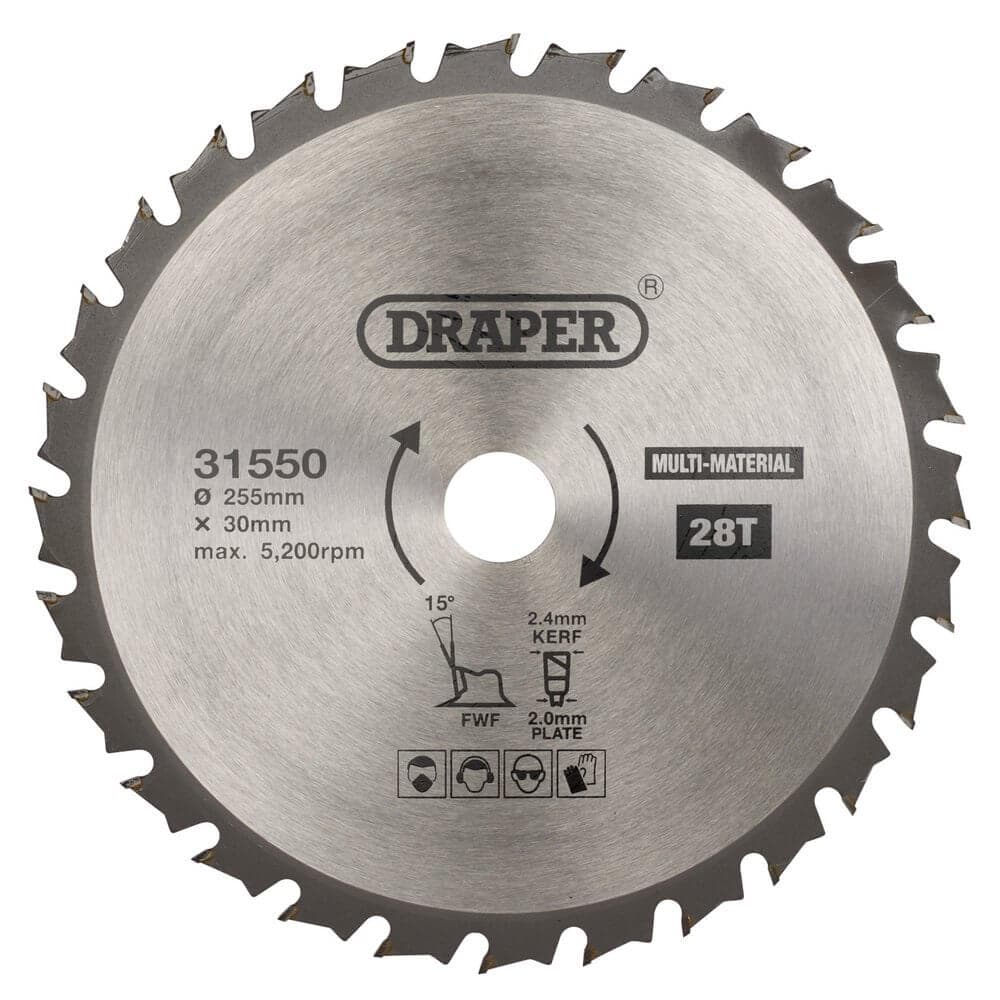 Draper 31550 Tct Multi-Purpose Circular Saw Blade 255 X 30Mm 28T each 1