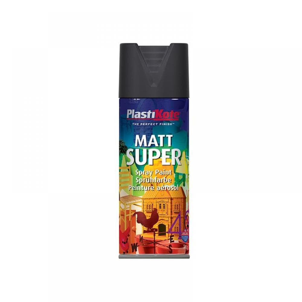 Plastikote 011102 Matt Super Spray Black 400Ml
