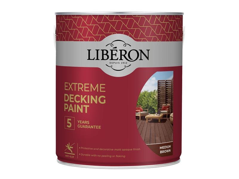 Liberon 126138 Extreme Decking Paint Medium Brown 2.5 Litre