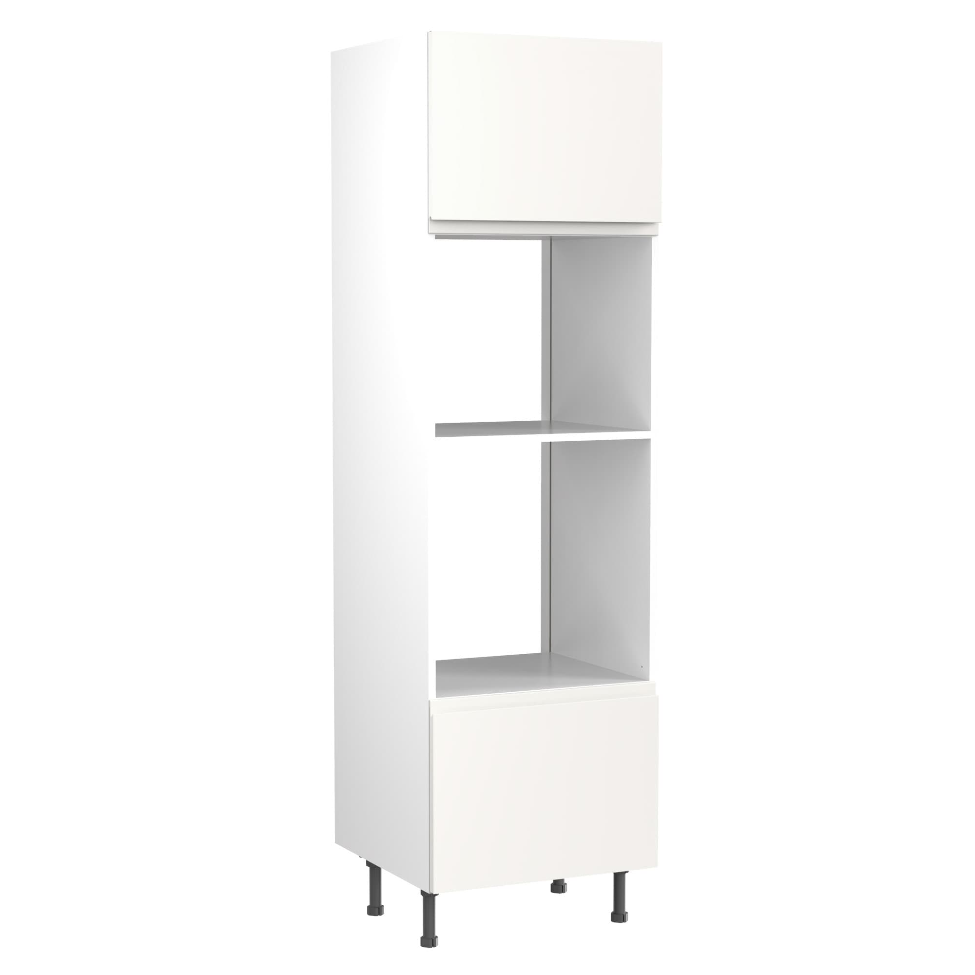 Flatpack Single Oven & Microwave Tower J-pull Super Gloss White 600mm - FKKJ0032