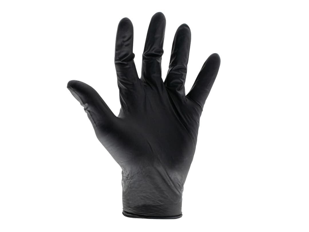 Scan Black Heavy-Duty Nitrile Disposable Gloves Medium Size 7 (Box of 100) KG-1101