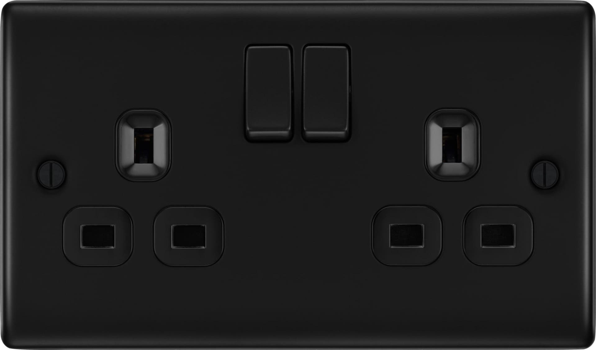 Switched Double Plug Socket - Matte Black