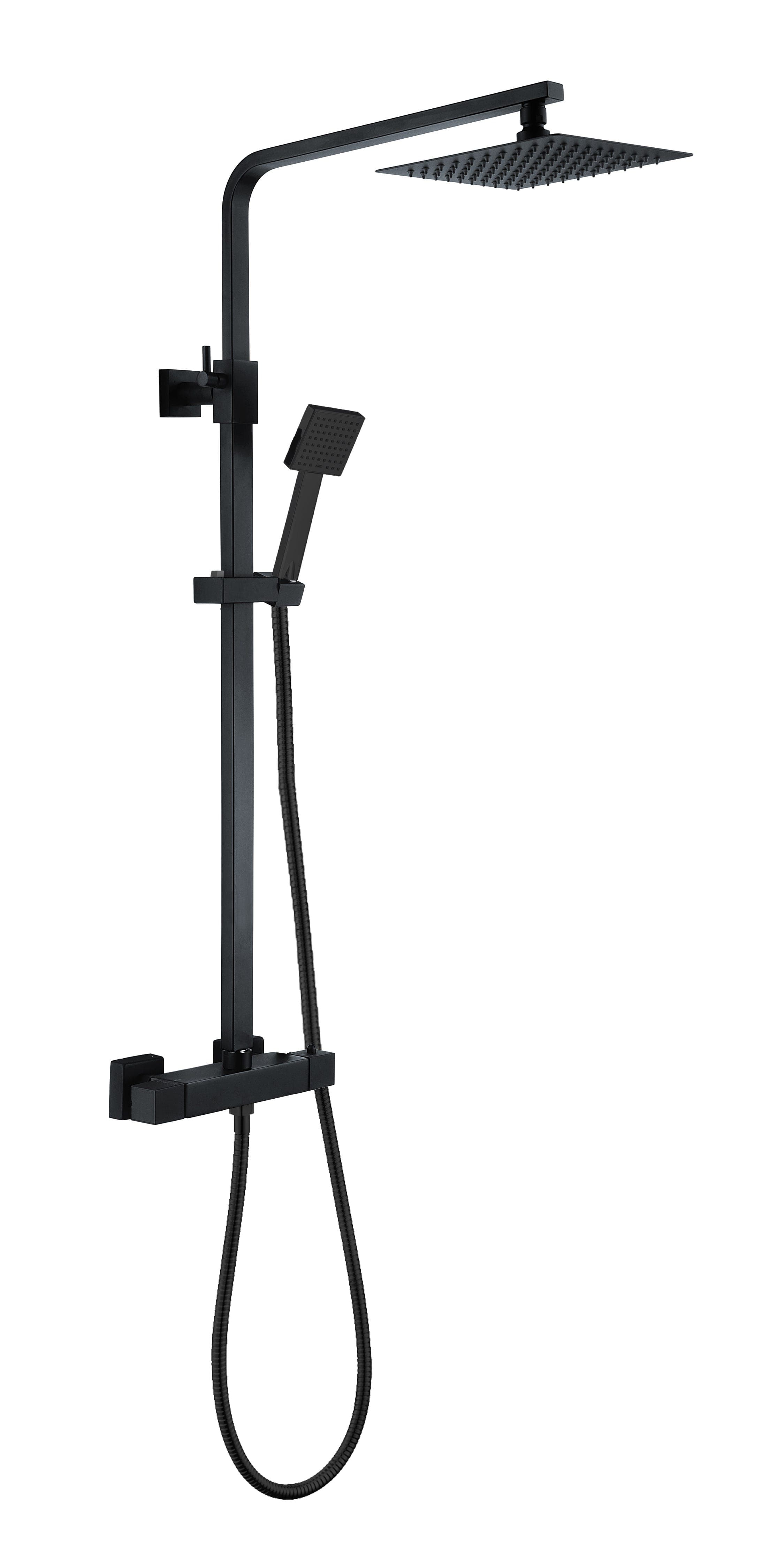 Lynher Square Thermostatic Shower Mixer System - Matte Black