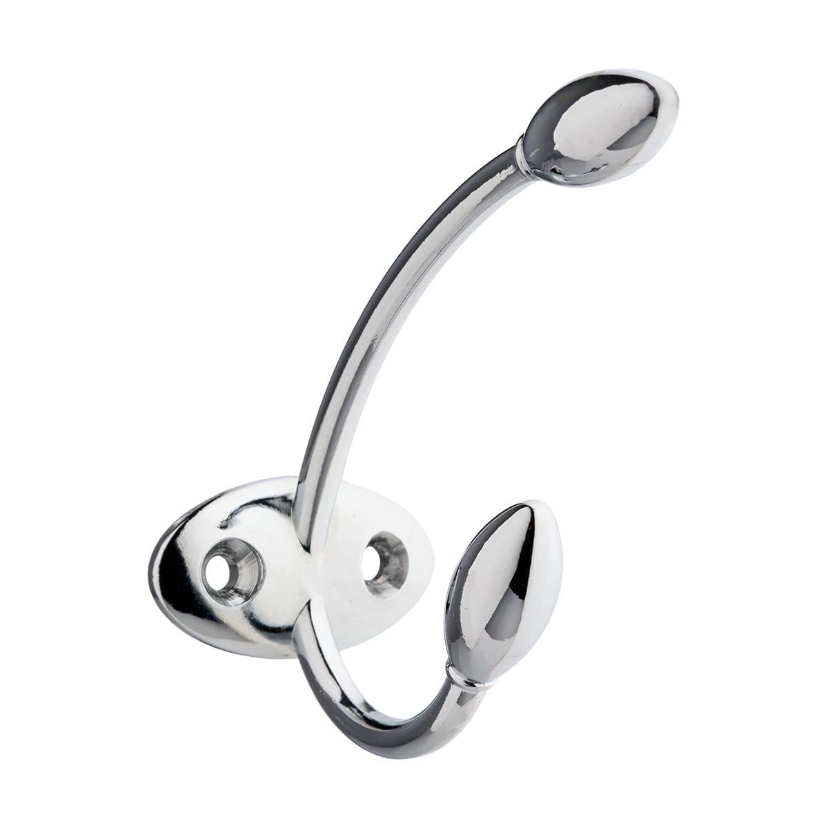 Rosebud Double Hat & Coat Hook - Polished Chrome - Wall/Dour Mountable - Decohooks