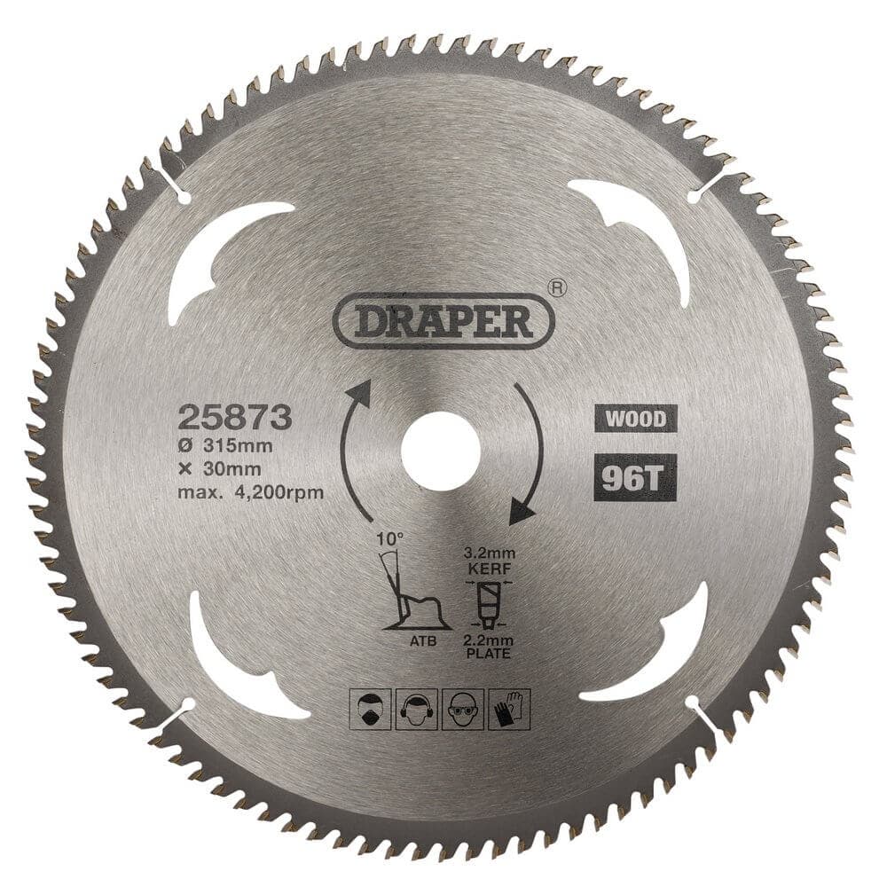 Draper 25873 Tct Circular Saw Blade For Wood 315 X 30Mm 96T each 1