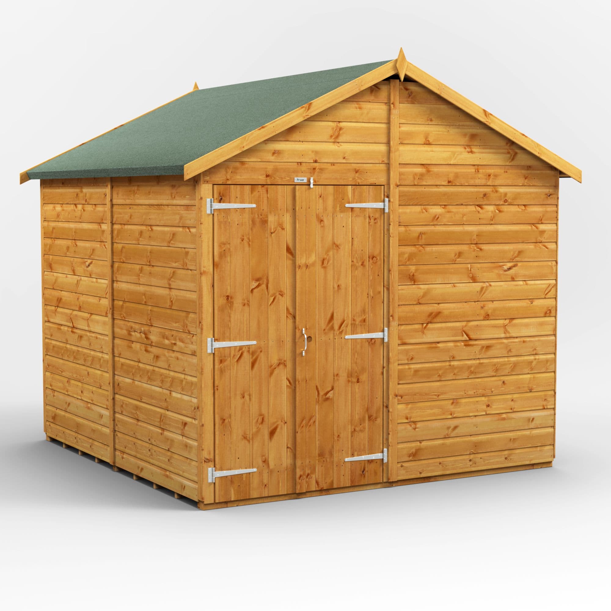 Powersheds 8 x 8 Power Windowless Apex Double Doors