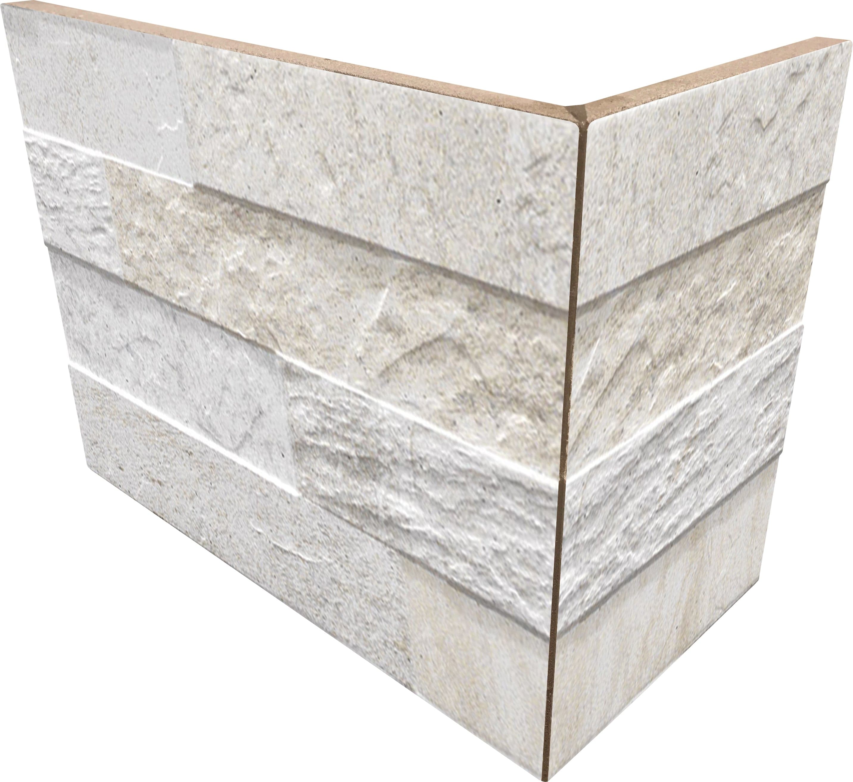 Cube White External Angle Splitface Effect Porcelain Cladding