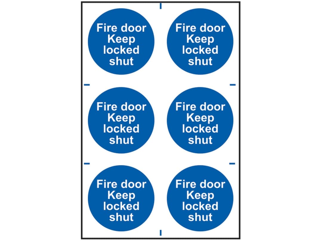 Scan Fire Door Keep Locked Shut - 6 PVC Signs 100 x 100mm 0153