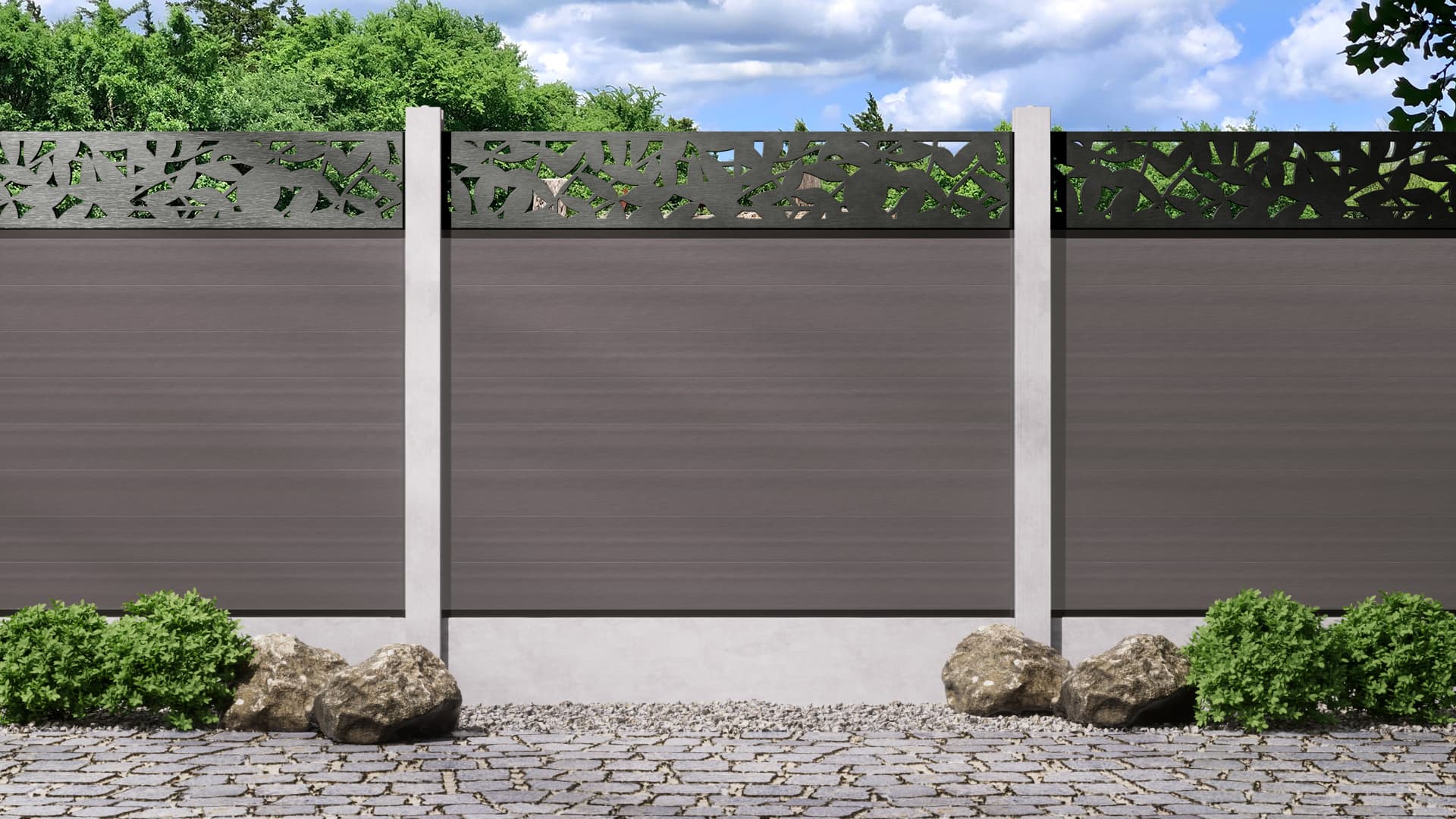 1.5m – Stone – Amsterdam Decorative Panel With Fence