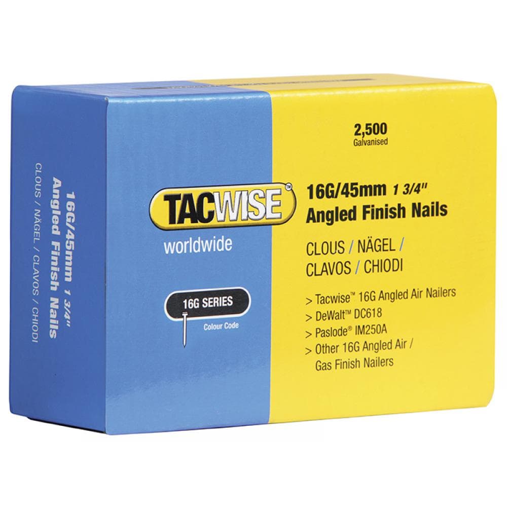 Tacwise 0771 16G Angled Finish Nails 45Mm For Dc618K (Pack 2500)
