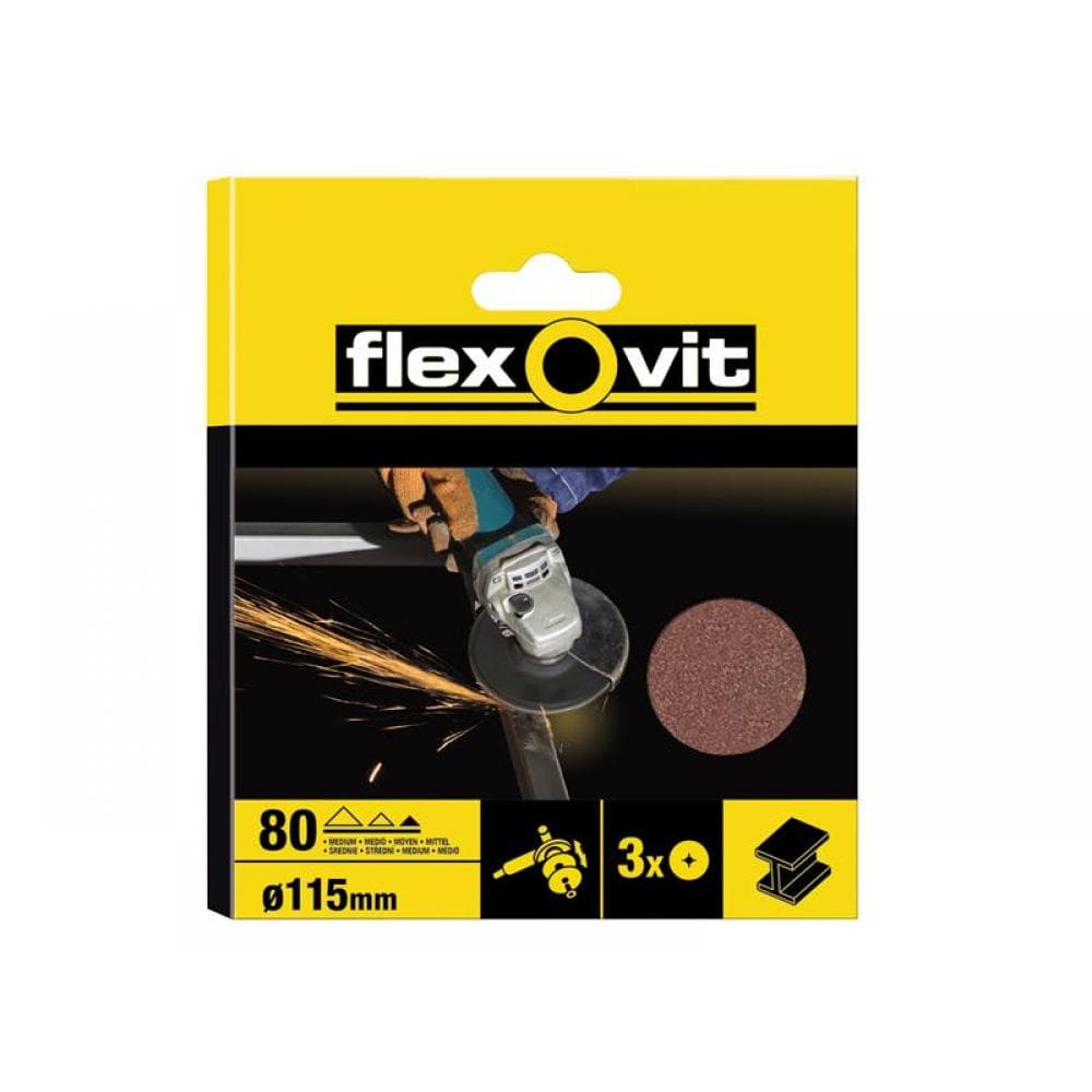 Flexovit 63642527561 Aluminium Oxide Fibre Disc 115Mm Medium 50G (Pack 10)