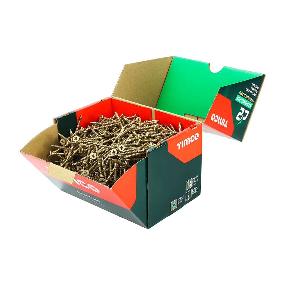 Timco 50050C2IND C2 Strong-Fix Multi-Purpose Premium Screws - Industry Pack - Pz - Double Countersunk - Yellow 5.0 X 50 Box 1000