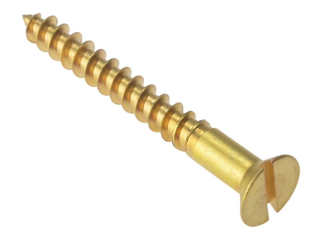 ForgeFix Wood Screw Slotted CSK Solid Brass 1.3/4in x 10 Box 200 CSK13410BR