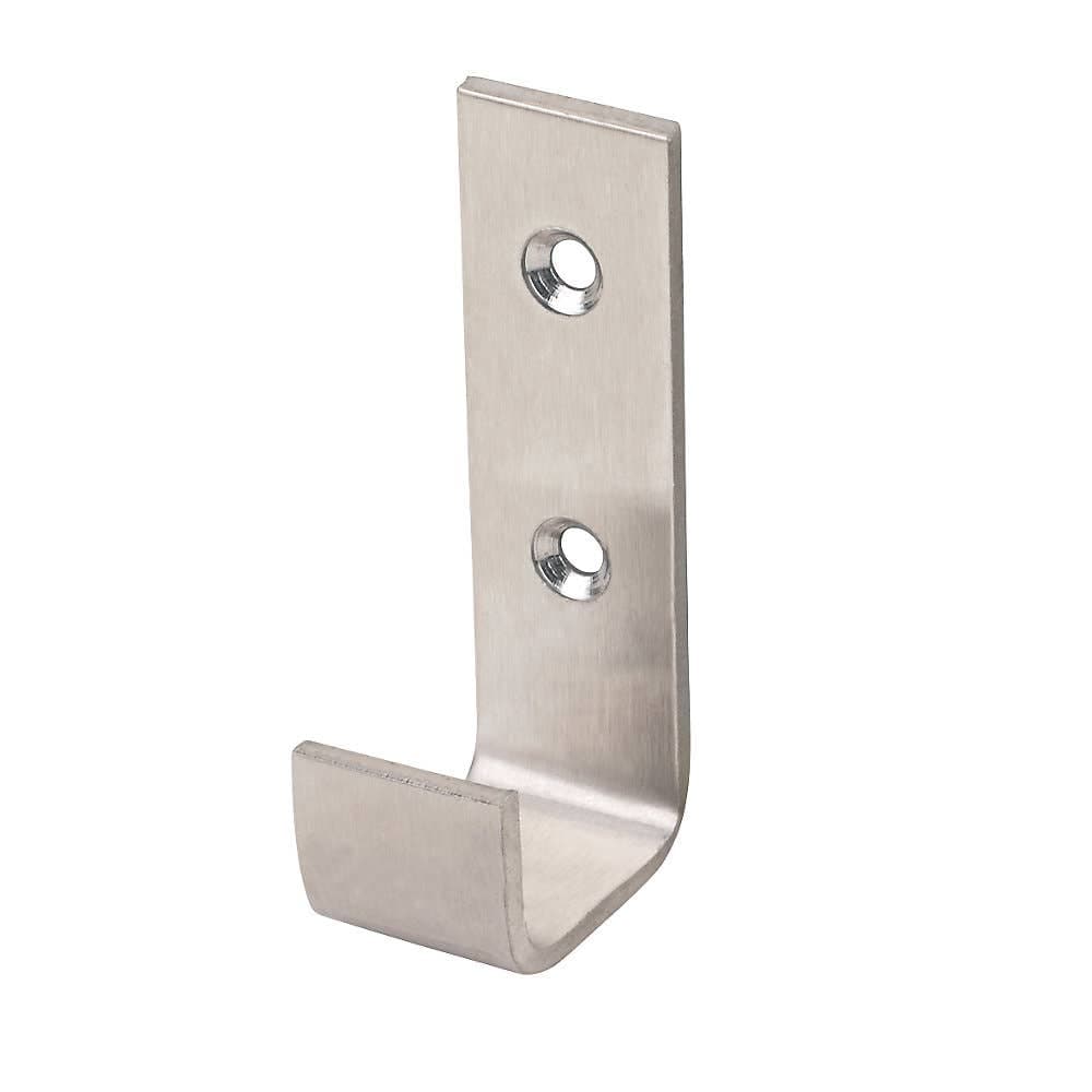 Utility Single Robe Hook - Satin Stainless Steel - Wall/Door/Wood Mountable - Decohooks