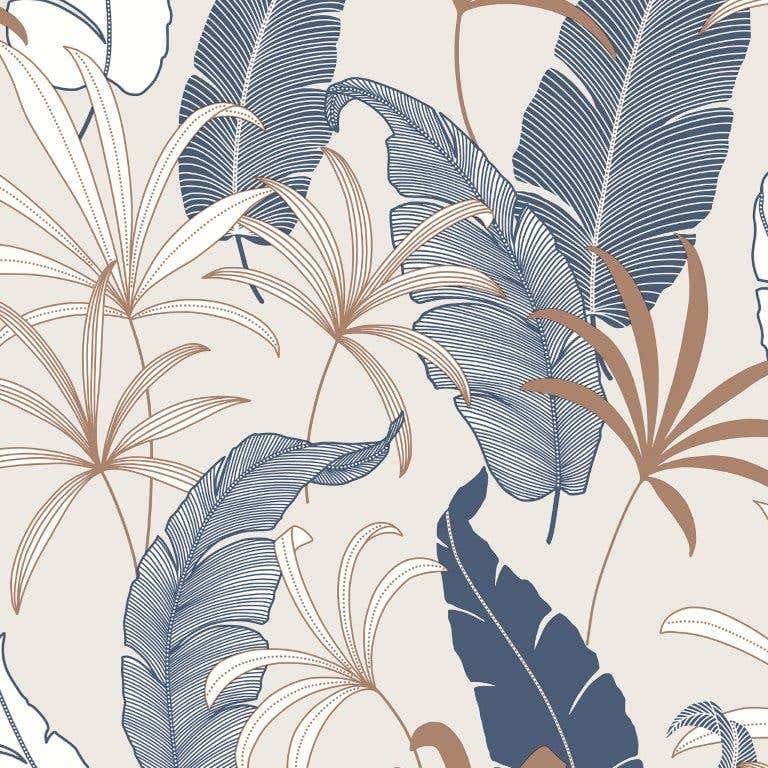 Selago Beige/Blue Wallpaper - 1005 x 53cm