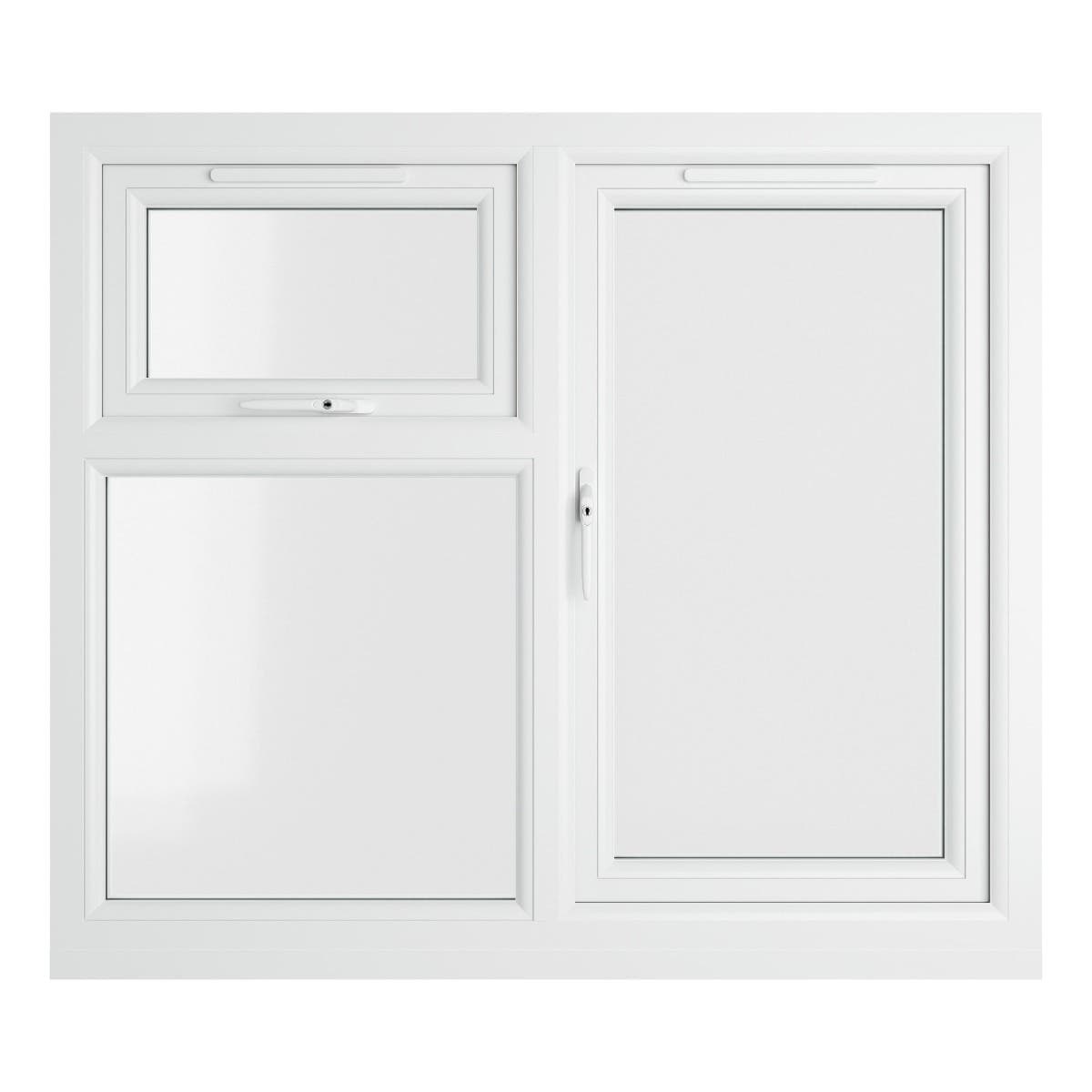 uPVC White Double Glazed Window - Left Handed - Side Hung/Top Opener - Clear Glass - 1190 x 1190mm