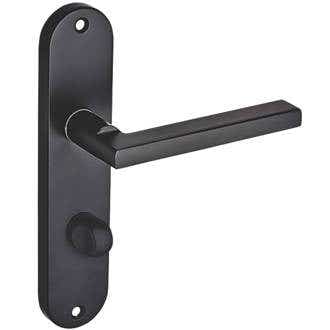 Esquire Straight Lever Thumb Lock Bathroom Door Handle - Matte Black - Pair - Designer Levers