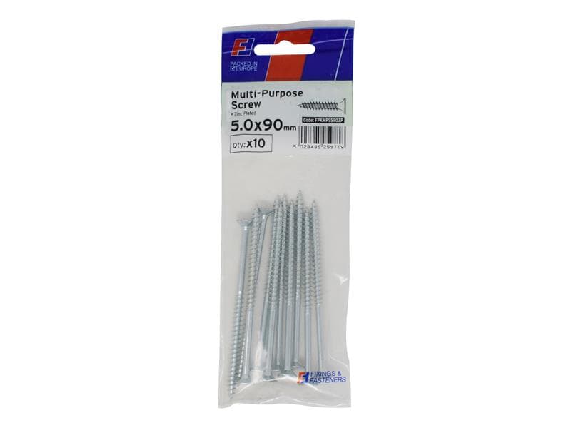 Forgefix FPKMPS590ZP Multi-Purpose Pozi Screw Csk St Zp 5.0 X 90Mm Forgepack 10