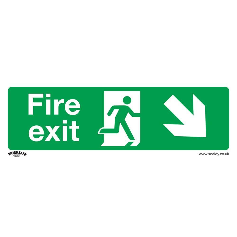 Sealey SS36P1 Safe Conditions Safety Sign - Fire Exit (Down Right) - Rigid Plastic