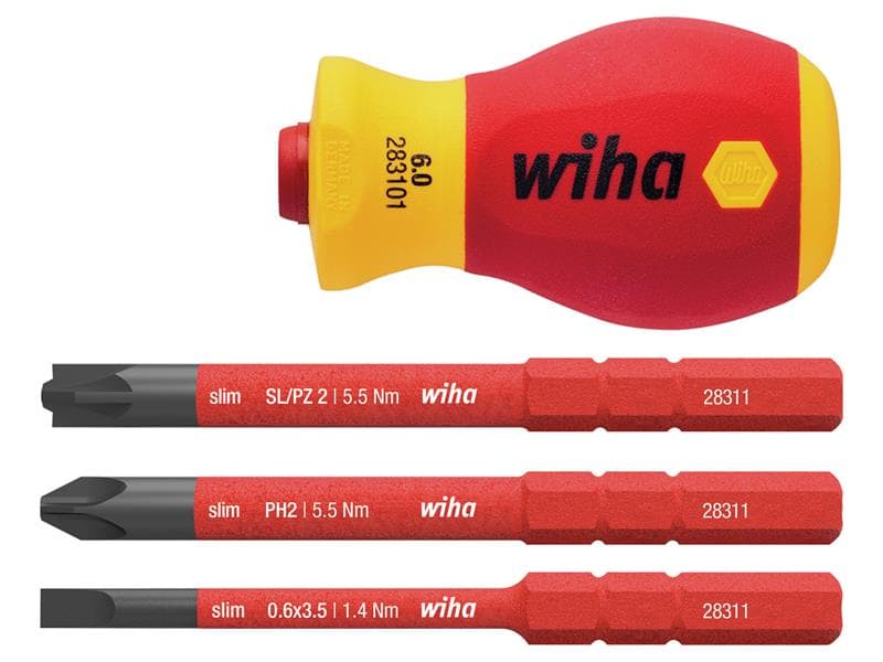 Wiha 41230 Softfinish® Electric Slimvario Stubby Screwdriver Set 4 Piece