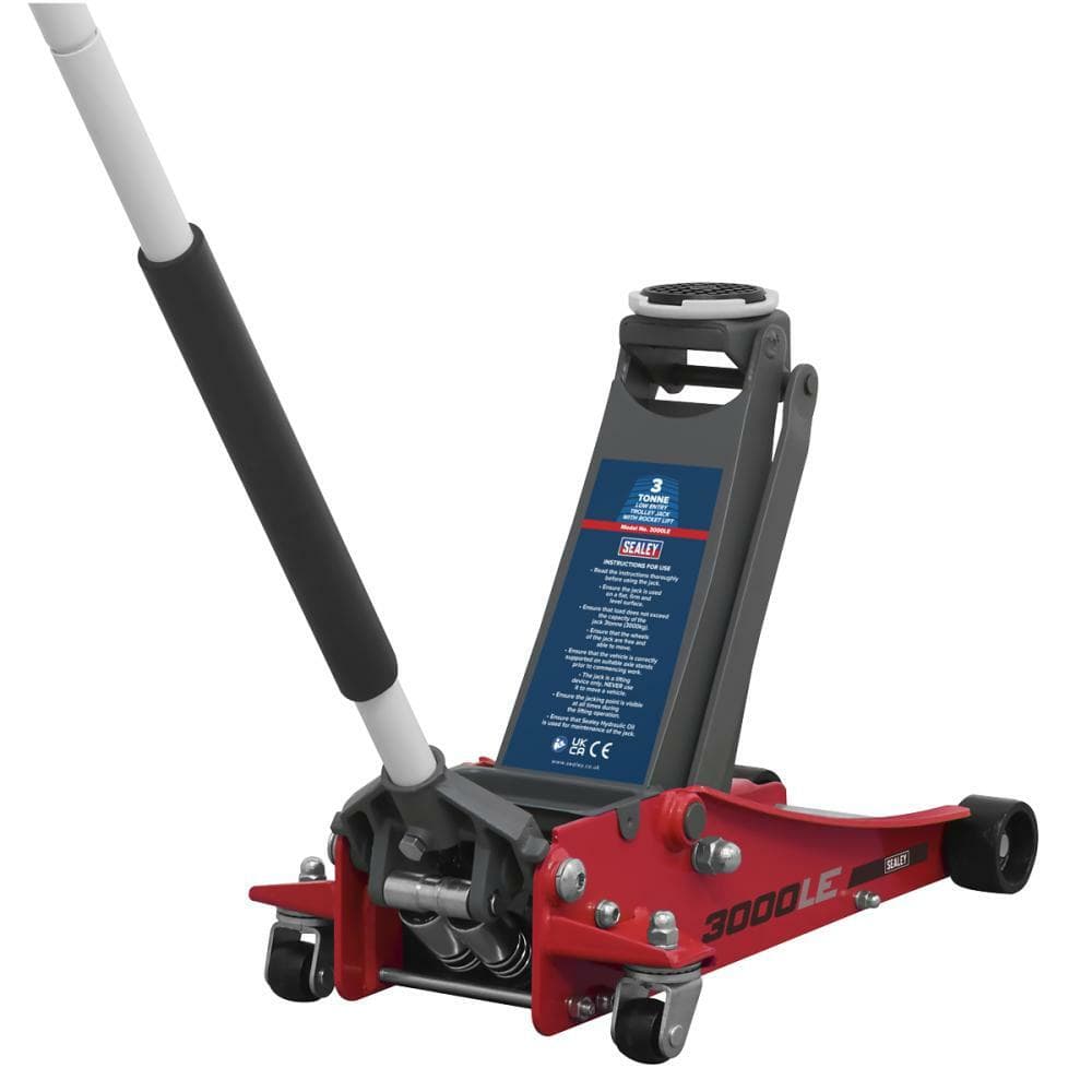 Sealey 3000LE Trolley Jack 3 Tonne Low Profile Rocket Lift Red