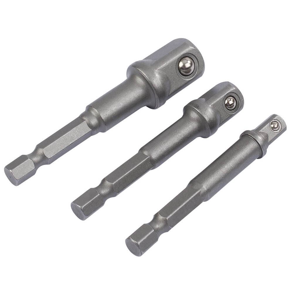 Draper 00005 Socket Adaptor Set 1/4in Hex. X 1/4in 3/8in & 1/2in Sq. Dr. (3 Piece) per set