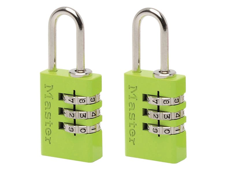 Master Lock 7620EURTCOL Aluminium 3-Digit Combination 20Mm Padlock Colour X 2