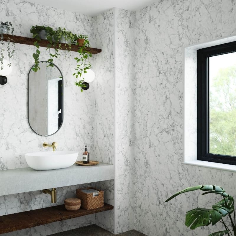 Laminate Wall Panel Tongue & Groove - 880mm x 2420mm x 11mm White Marble