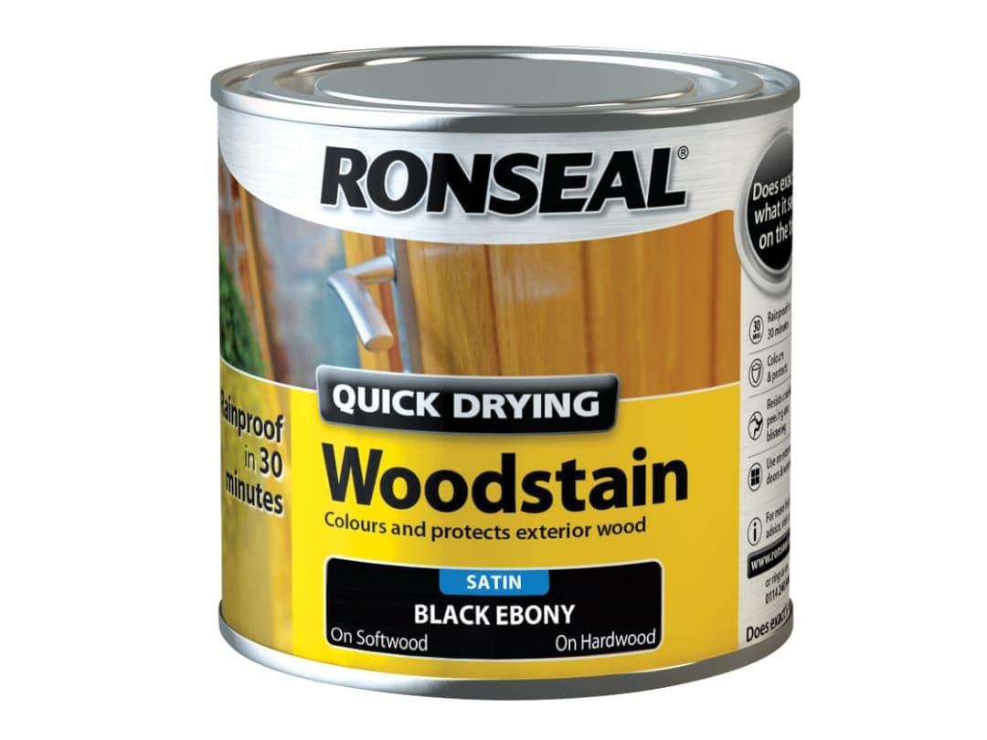 Ronseal Woodstain Quick Dry Satin Black Ebony 250ml 36951