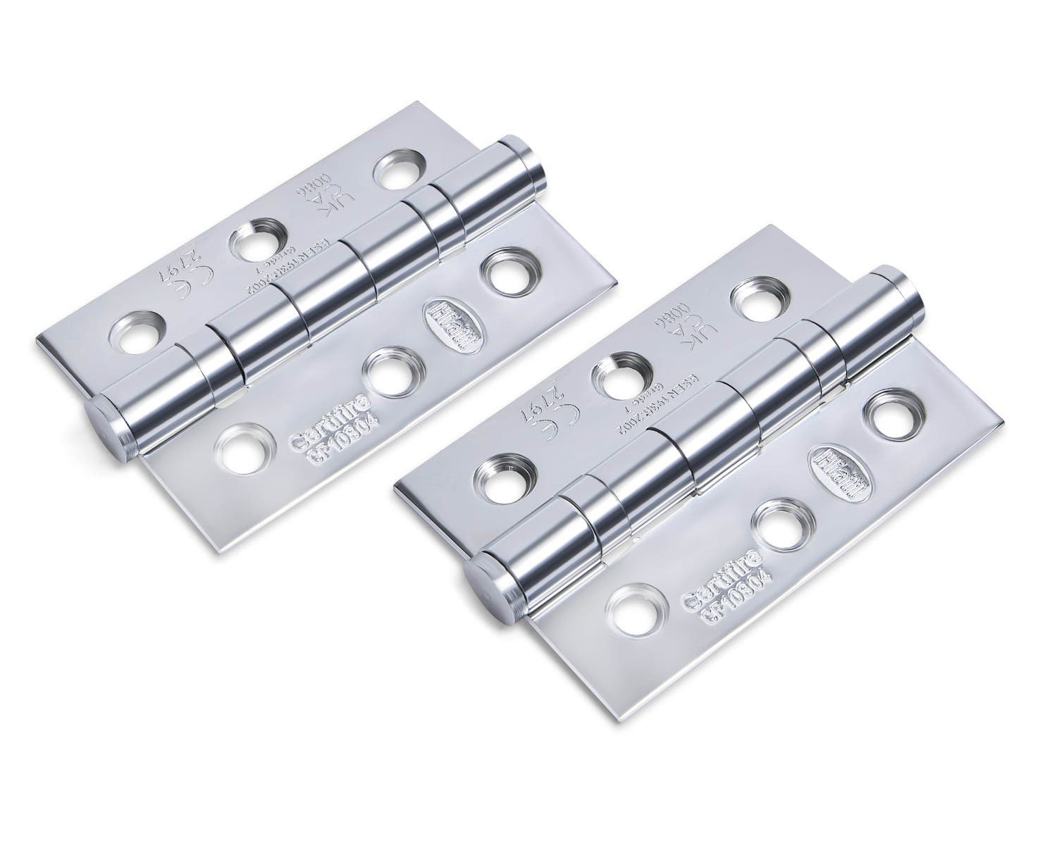 Steel Ball Bearing Hinge - UKCA/CE Certified - Fire Tested - 3″ - Polished Chrome - Hardware Solutions