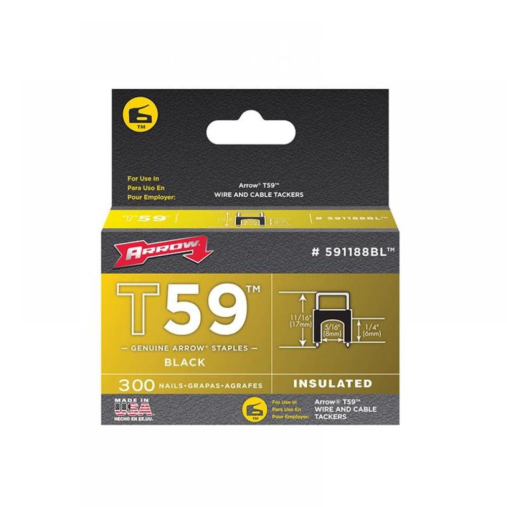 Arrow A591188BL T59 Insulated Staples Black 6 X 8Mm (Box 300)