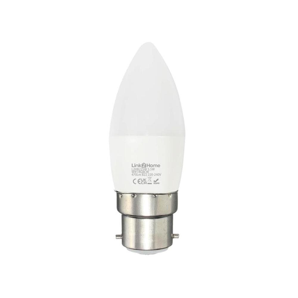 Link2Home L2HB225W Wi-Fi Led Bc (B22) Opal Candle Dimmable Bulb White + Rgb 470 Lm 5.5W