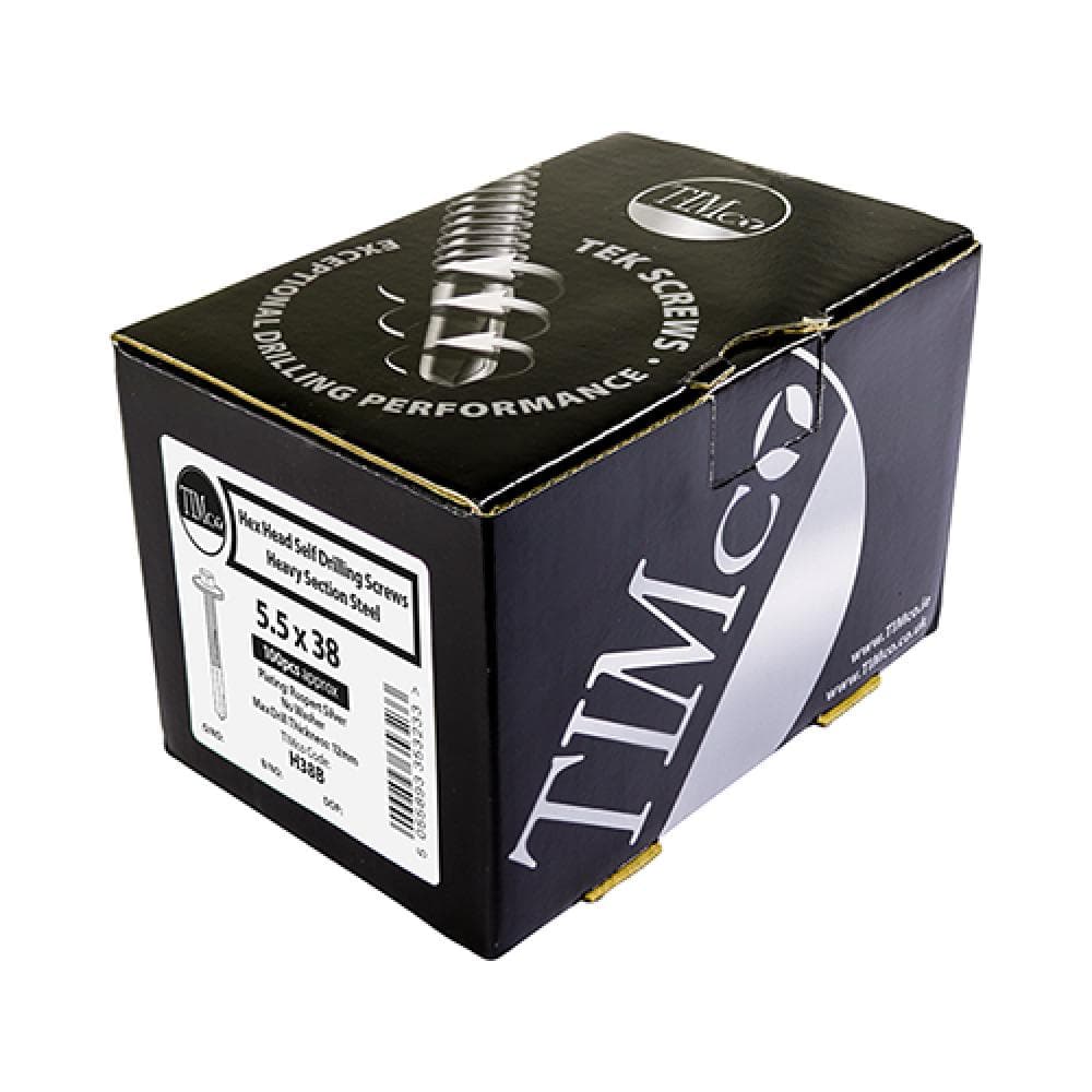Timco H32B Metal Construction Heavy Section Screws - Hex - Self-Drilling - Exterior - Silver Organic 5.5 X 32 Box 100