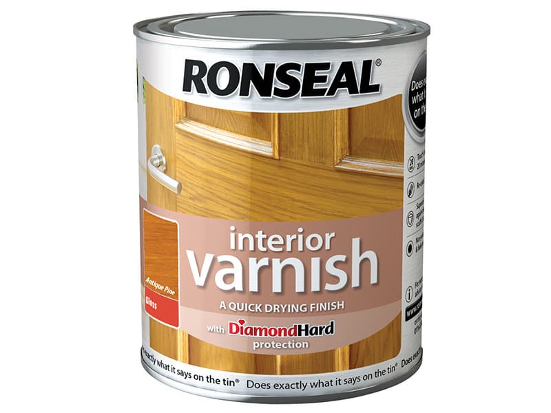 Ronseal 36849 Interior Varnish Quick Dry Gloss Antique Pine 750Ml