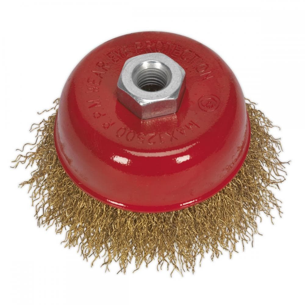 Sealey CBC75 Brassed Steel Cup Brush Ø75Mm M10 X 1.5Mm