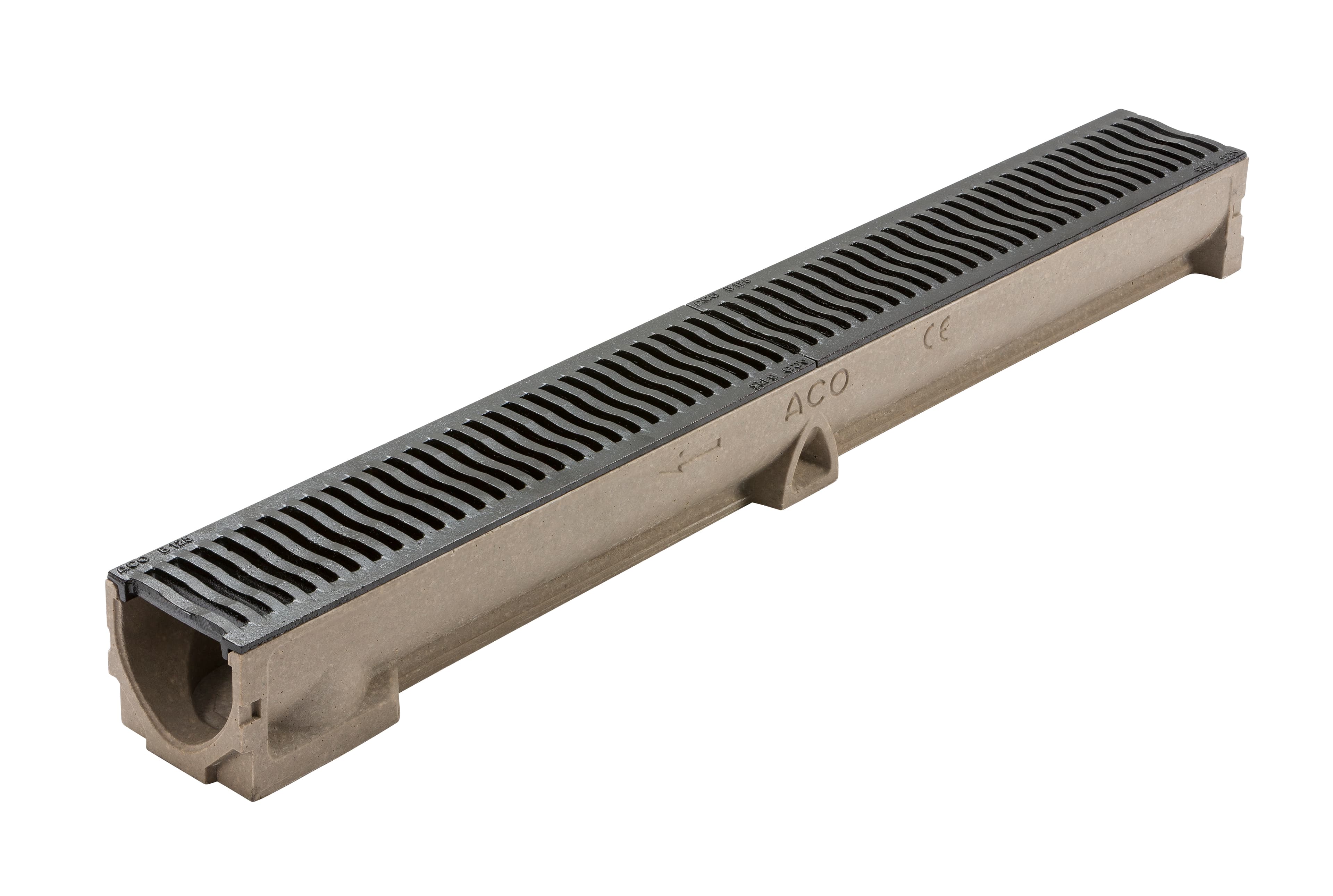 ACO RainDrain B 125 Channel and Cast Iron Grating - 118mm x 97mm x 1000mm