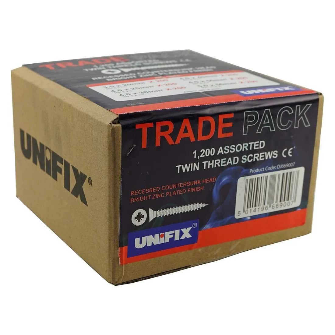 Unifix Trade Pack Twin Thread Screws Assorted Pk1200