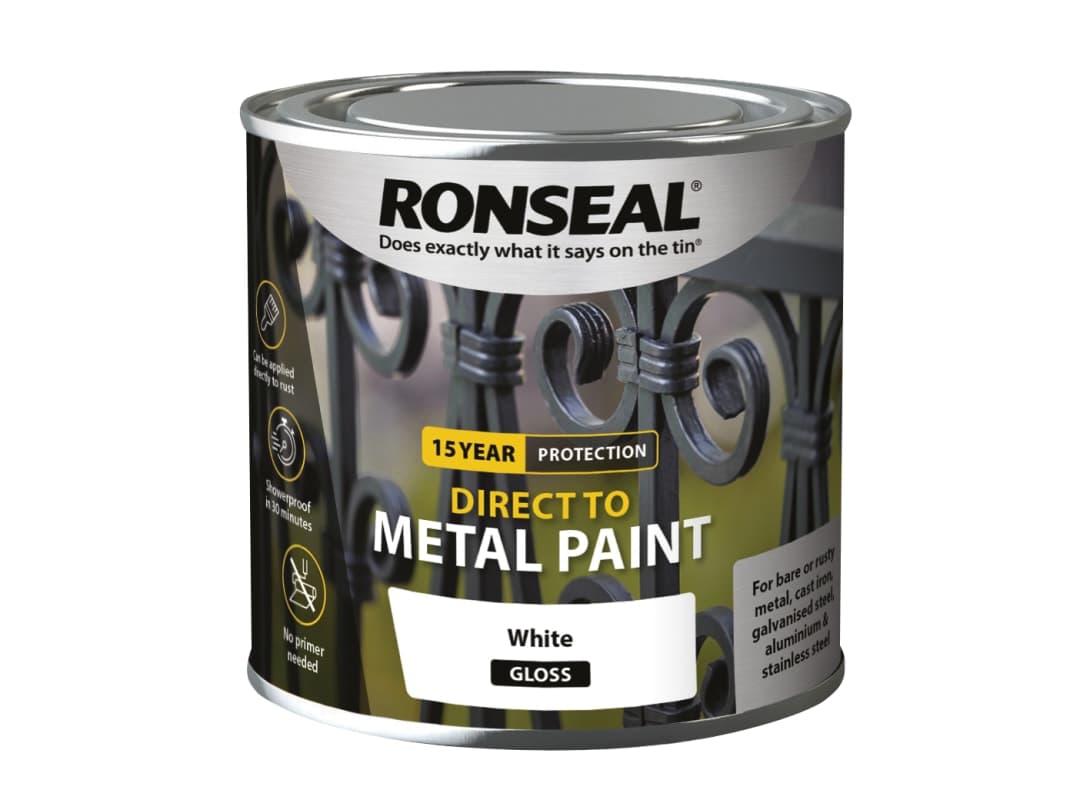 Ronseal Direct to Metal Paint White Gloss 250ml 39182