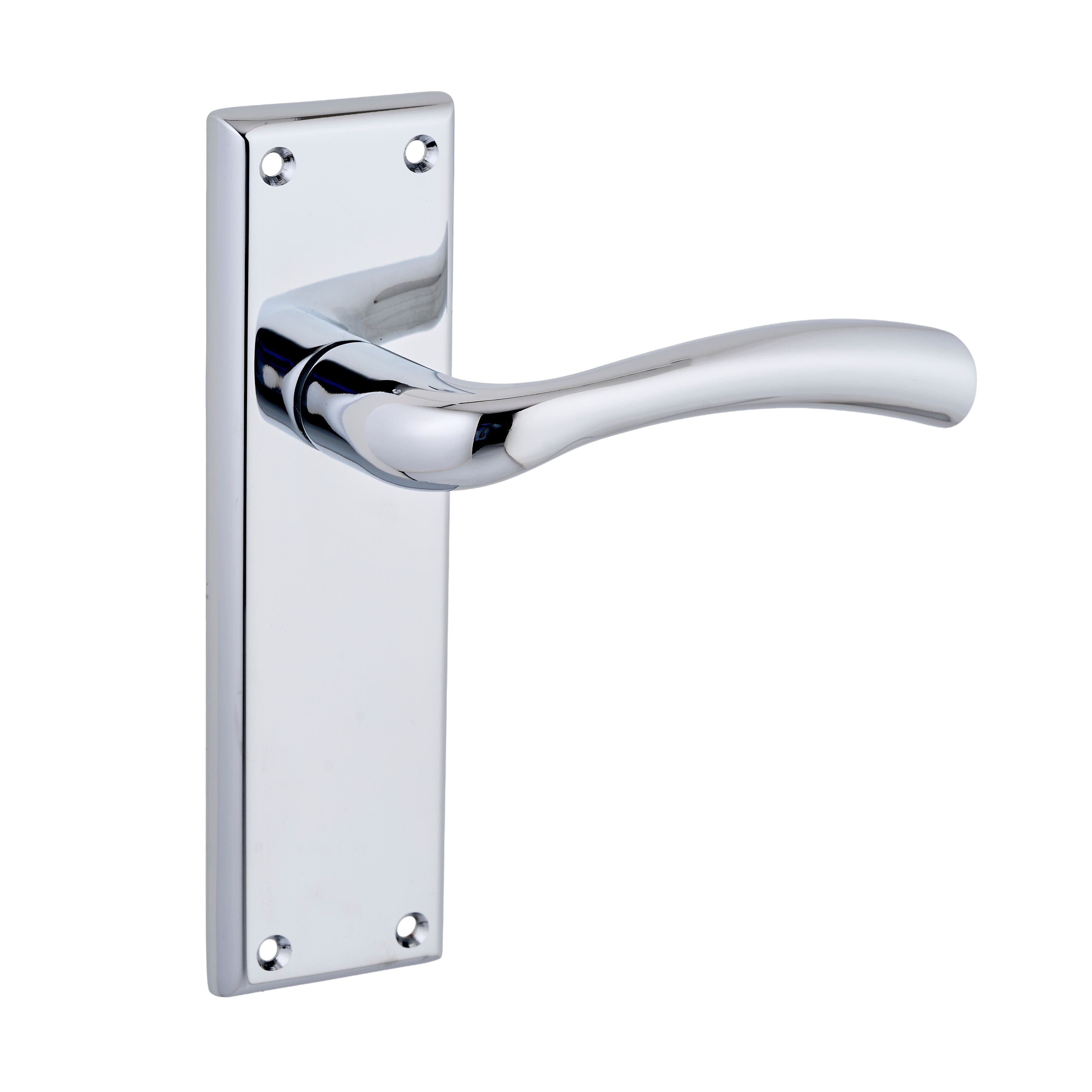 Minerva Curved Lever Latch Door Handle - Polished Chrome - Internal - Pair - Designer Levers